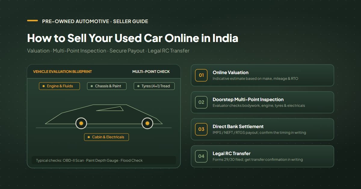 Step-by-step technical blueprint and evaluation process for selling a used car online in India